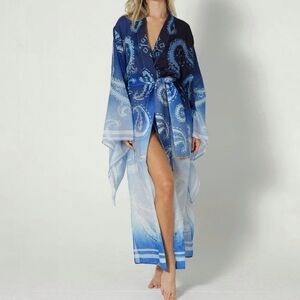 Runway: Sigal Bell Sleeve Kimono Paisley Blue